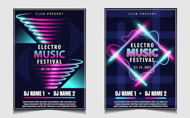Cover music poster flyer design background with colorful light effect