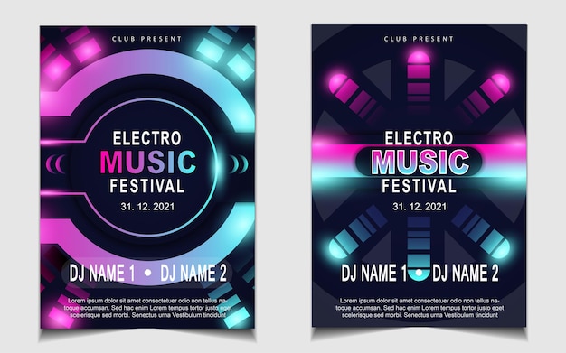 Cover music poster flyer design background with colorful light effect