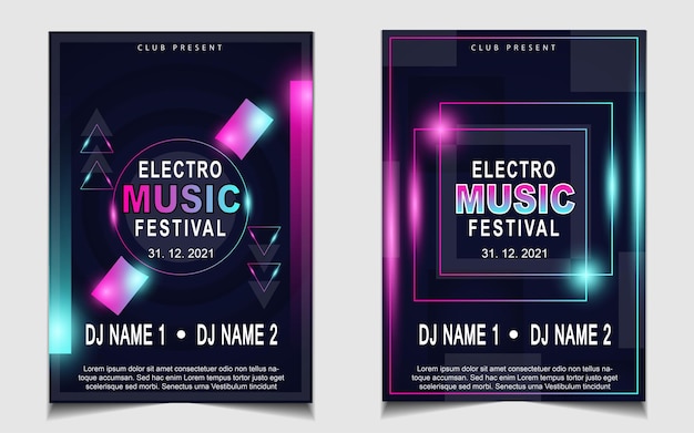 Coprire lo sfondo del design del volantino del poster musicale con effetto di luce colorata