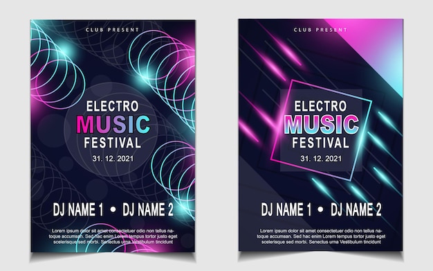 Vector cover music poster flyer design background with colorful light effect