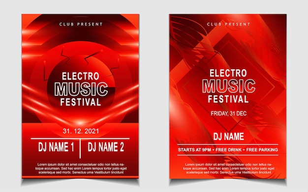 Coprire lo sfondo del design del volantino del poster musicale con effetto luce rossa