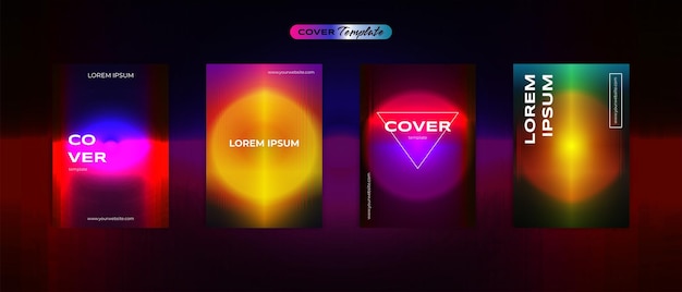 Cover ontwerp futuristische jaren 80 visuele retro levendige terug naar de toekomst thema collectie vector achtergrond voor flyers banners posters uitnodigingen cadeaubonnen brochures