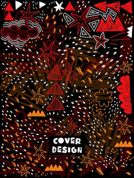 cover ontwerpsjabloon abstracte doodle hand getekende lichte kleur in het donker