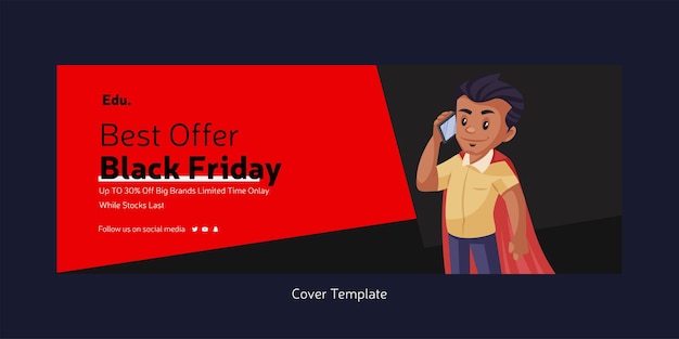 Vector cover page of best offer black friday sale cartoon style template