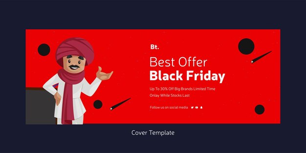 Cover page of black Friday best offer of the year cartoon style template