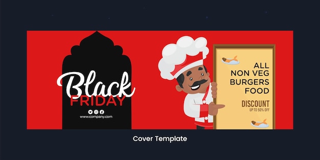 Cover page of black Friday cartoon style template