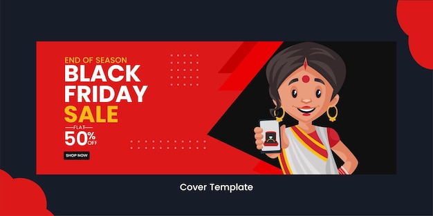 Cover page of black Friday sale cartoon style template