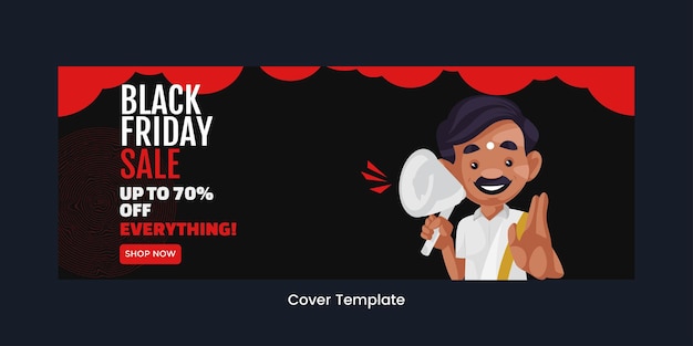 Cover page of black Friday sale cartoon style template