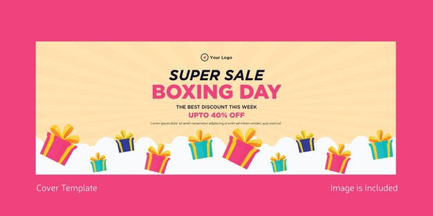 Vector cover page design of boxing day super sale template