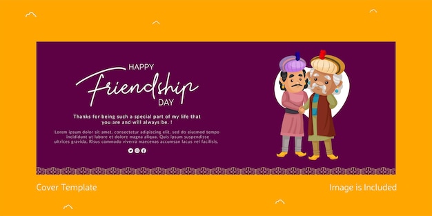 Cover page design of happy friendship day cartoon style illustration