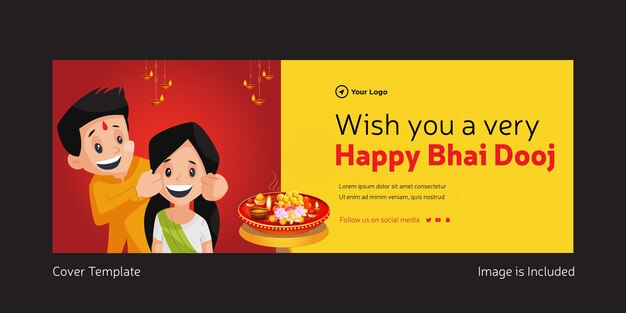 Cover page design of wish you a very Happy Bhai Dooj Indian festival template