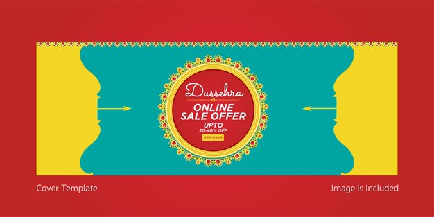 Vector cover page of indian festival dussehra online sale offer template