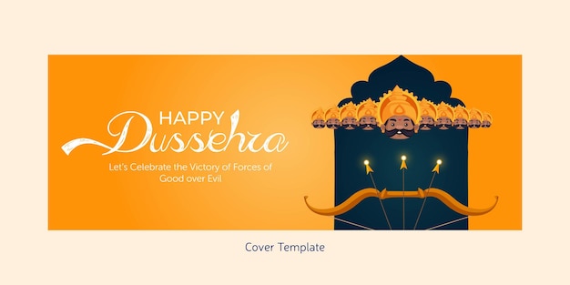 Pagina di copertina del modello in stile cartone animato felice festival indiano dussehra