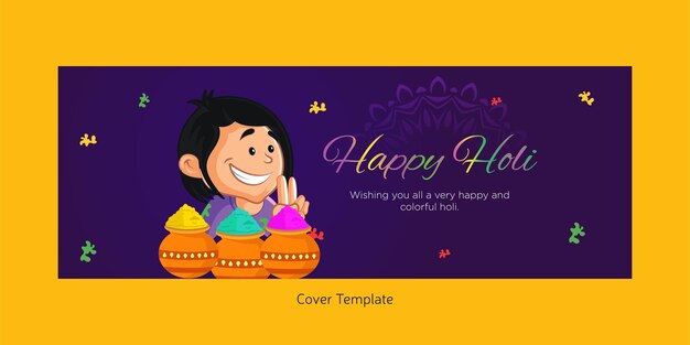 Cover page of Indian festival happy Holi festival of colors template