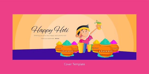 Cover page of Indian festival happy Holi festival of colors template