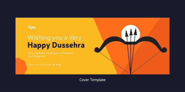 Cover page of indian festival wish you a very happy dussehra cartoon style template