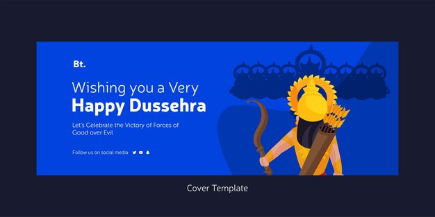 Cover page of indian festival wish you a very happy dussehra cartoon style template