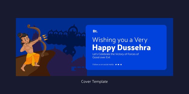 Cover page of indian festival wish you a very happy dussehra cartoon style template