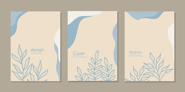 Vector cover page notebook collection with hand drawn floral decorations templates with abstract autumn