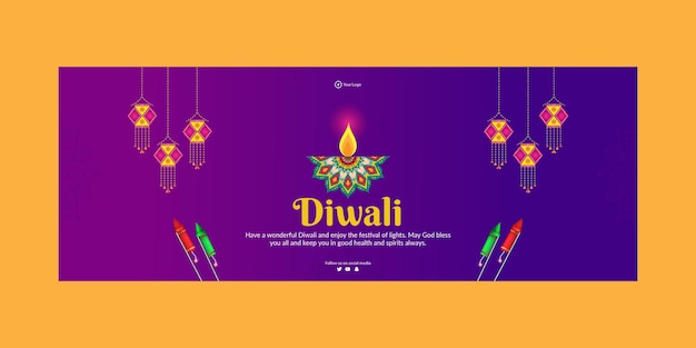 Обложка шаблона индийского фестиваля happy diwali