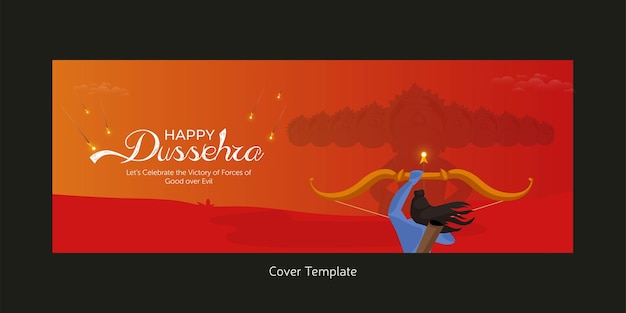 인도 축제 Happy Dussehra 만화 스타일 템플릿의 표지