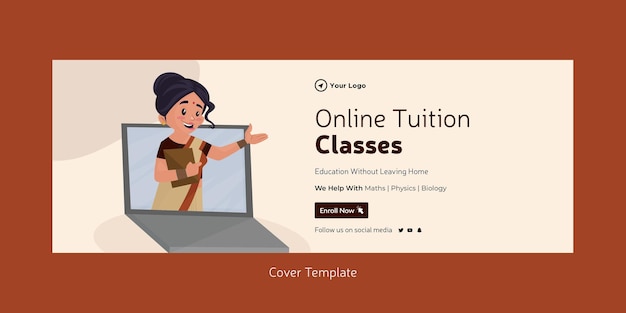 Vector cover page of online tuition classes template