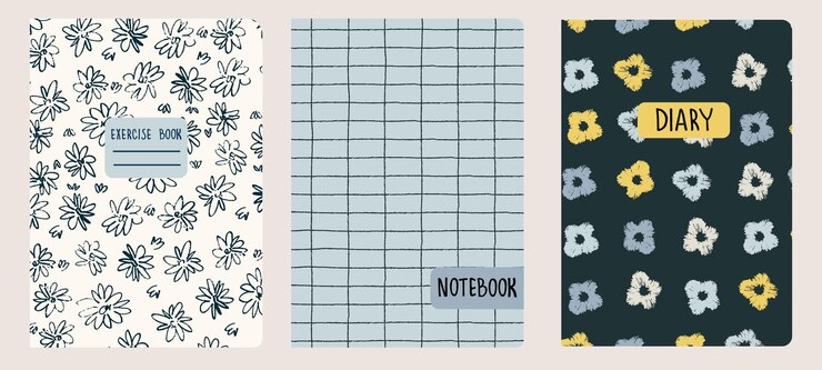 Vector cover page templates based on patterns with flowers in ditzy style gridlines headers isolated replaceable