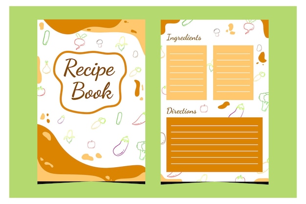 Cover page vector templates for recipe books with vegetables element