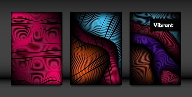 Cover set of abstract lines background