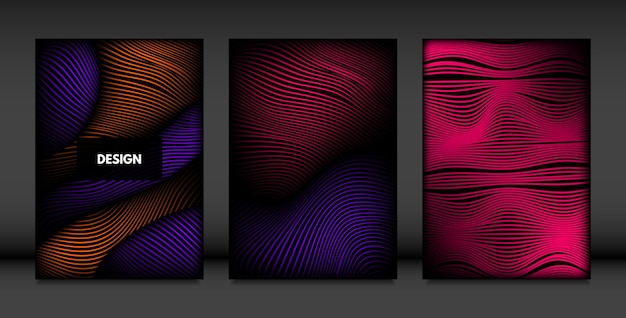 Cover set van abstracte lijnen achtergrond