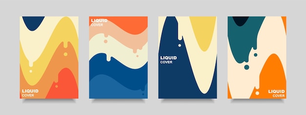 Cover stile liquido design colorato e poster forma semplice sfondo