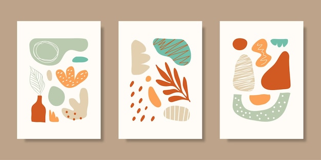 Cover template collection with hand drawn organic shapes