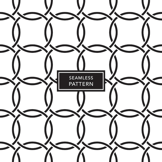 Cover template design with black and white connected circles background. Seamless geometric pattern