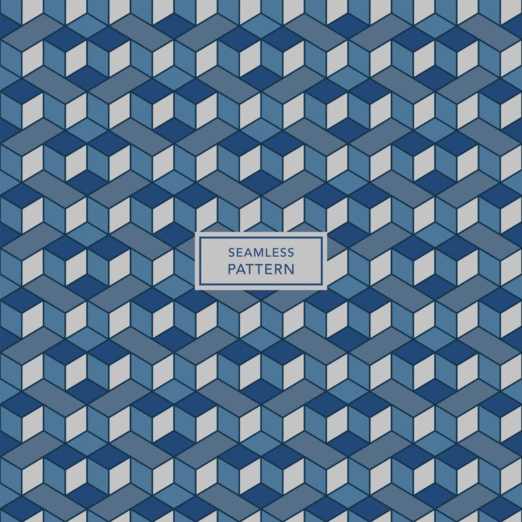Vector cover template design with blue and gray geometric pattern