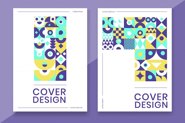 Cover template with abstract geometric shape design colorful color