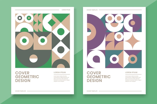 Cover template with abstract geometric shape design pastel color