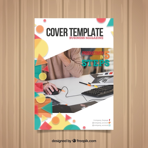Cover template with geometric design and photo