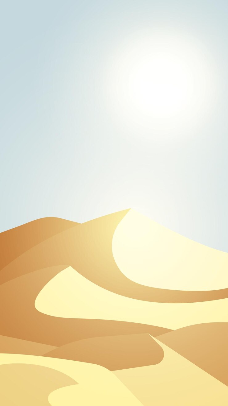 Vector cover wallpaper for smartphone desert daytime vector sun shines vertical