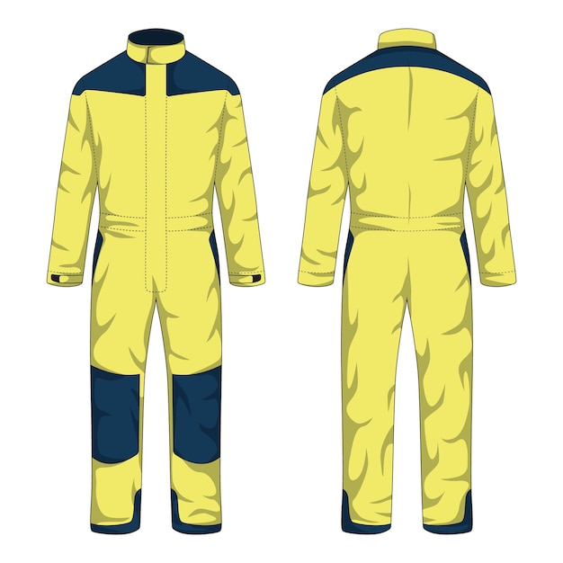 Premium Vector | Coverall workwear mockup front and back view