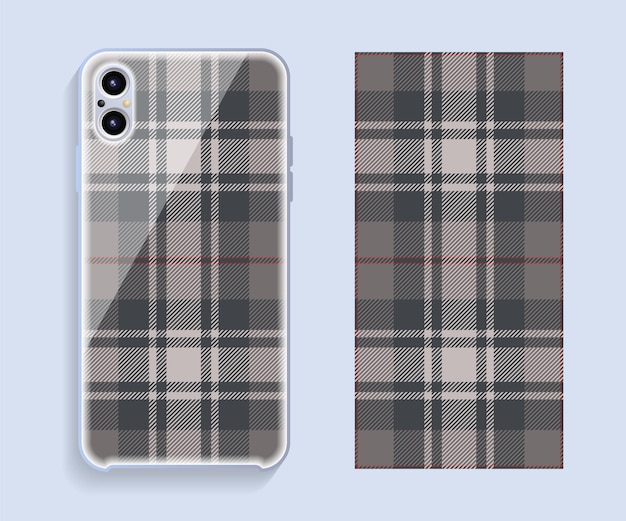 Coverontwerp voor mobiele telefoons. tartan patroon.