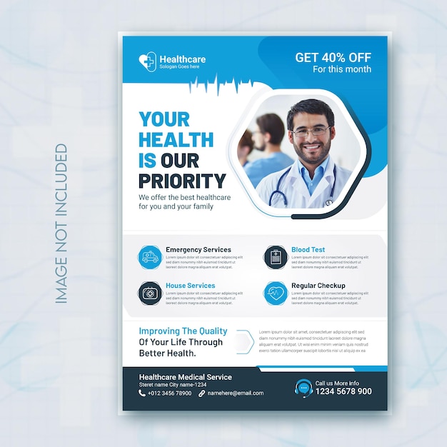 Coverpagina van medische brochure Healthcare business flyer design poster sjabloon