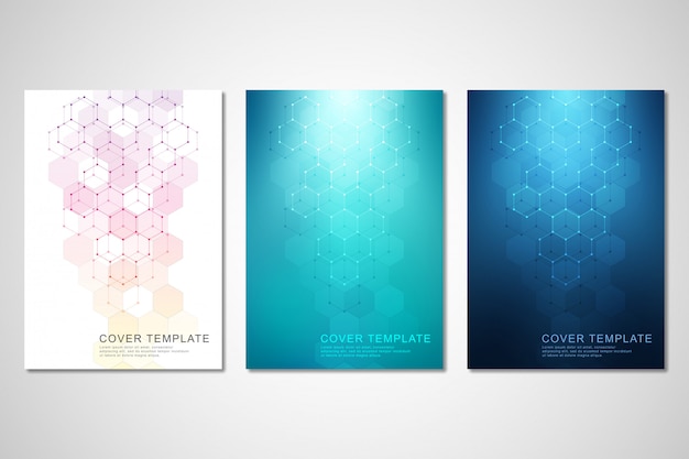 Covers or brochure for medicine, science and digital technology.