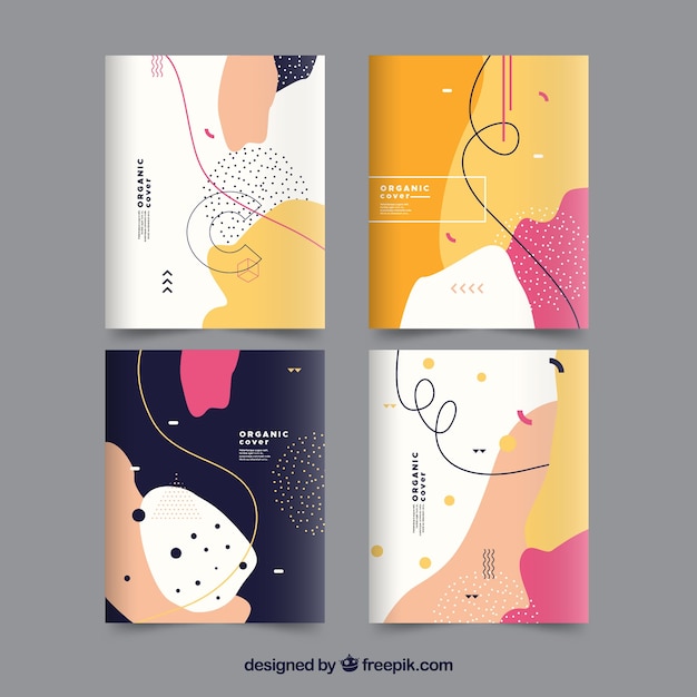 Vector covers collection with organic shapes