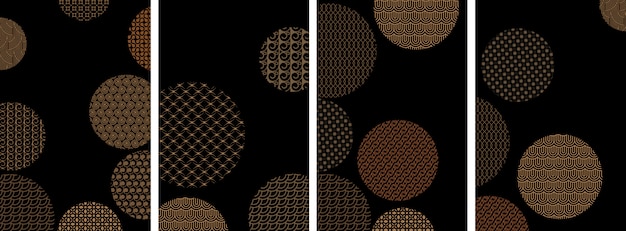 Covers with circles and different golden geometric patterns 