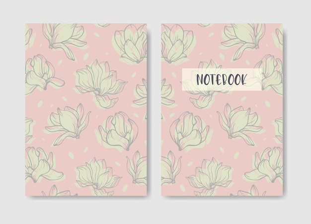 Covers with magnolia pattern template Colorful backgrounds