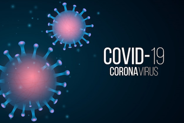 Vettore covid 19 sfondo. microbo 3d con effetto luce. organismo patogeno. illustrazione