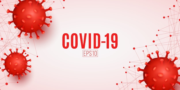 Covid-19 배경. 3D 병원체 유기체.