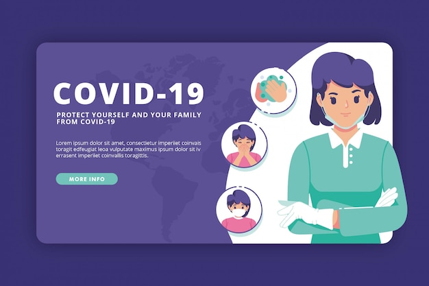 Covid-19 banner flat design template