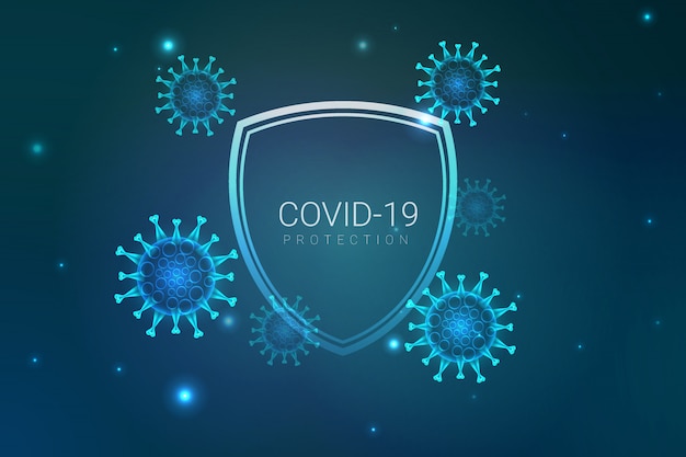 COVID-19コロナウイルス病の保護と予防の背景イラスト