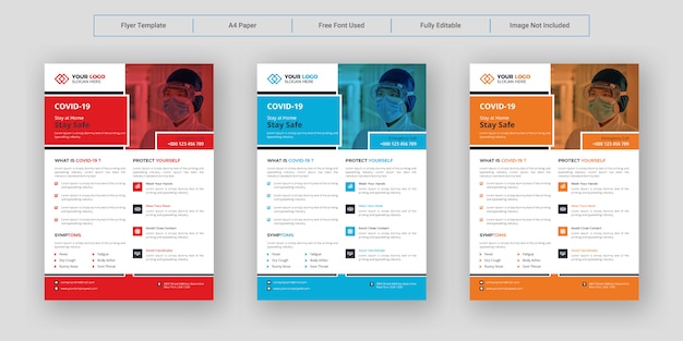 벡터 covid-19 코로나 바이러스 전단지 템플릿